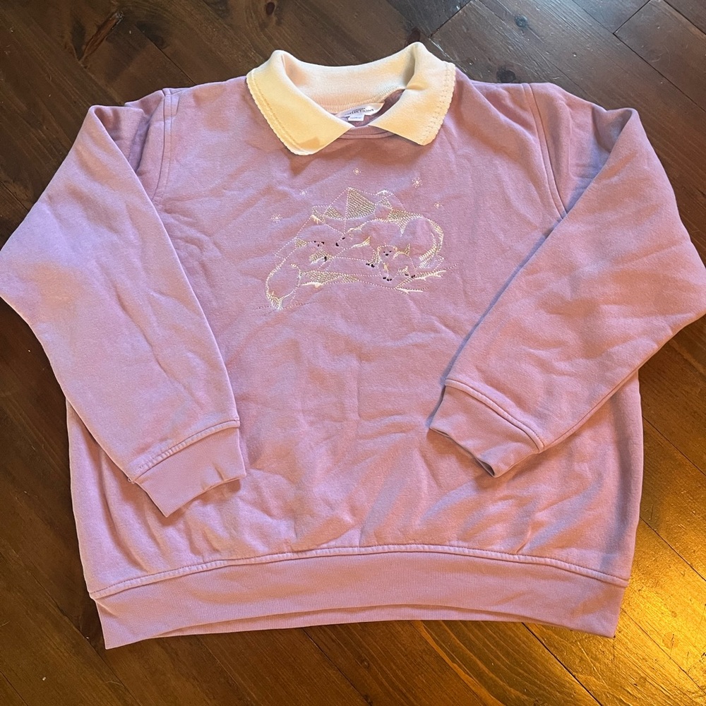 Vintage Northern Reflections collared purple polar bear crew neck